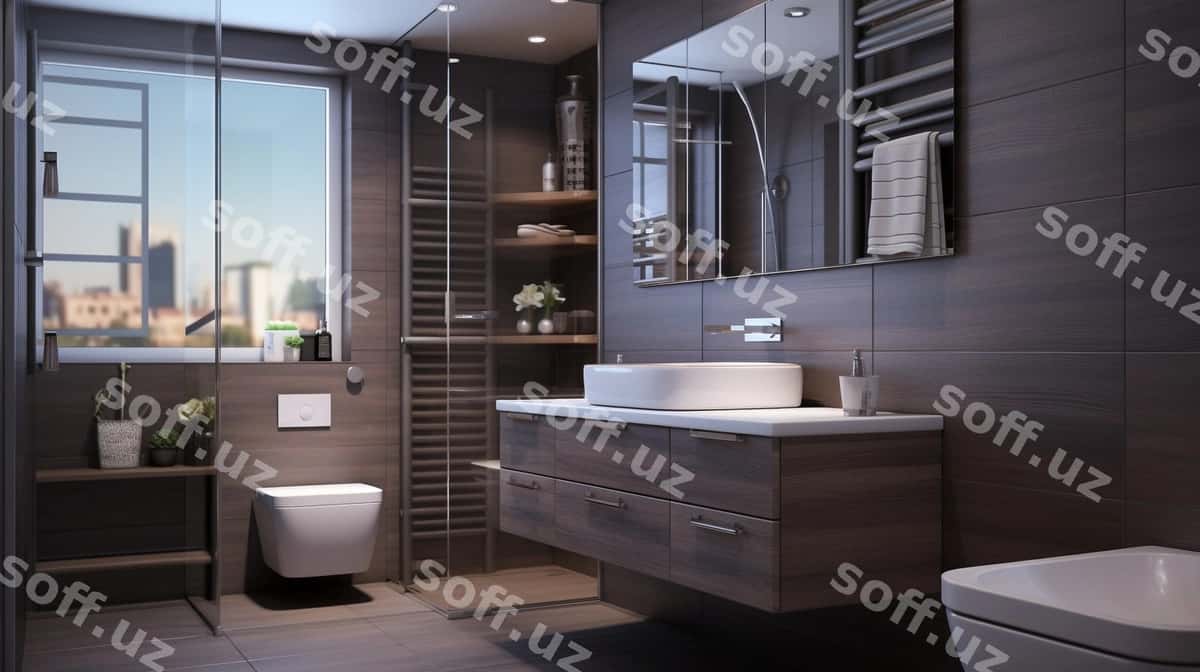 Kichik hammom zamonaviy dizayn stili bilan | Small bathroom with modern design style 1