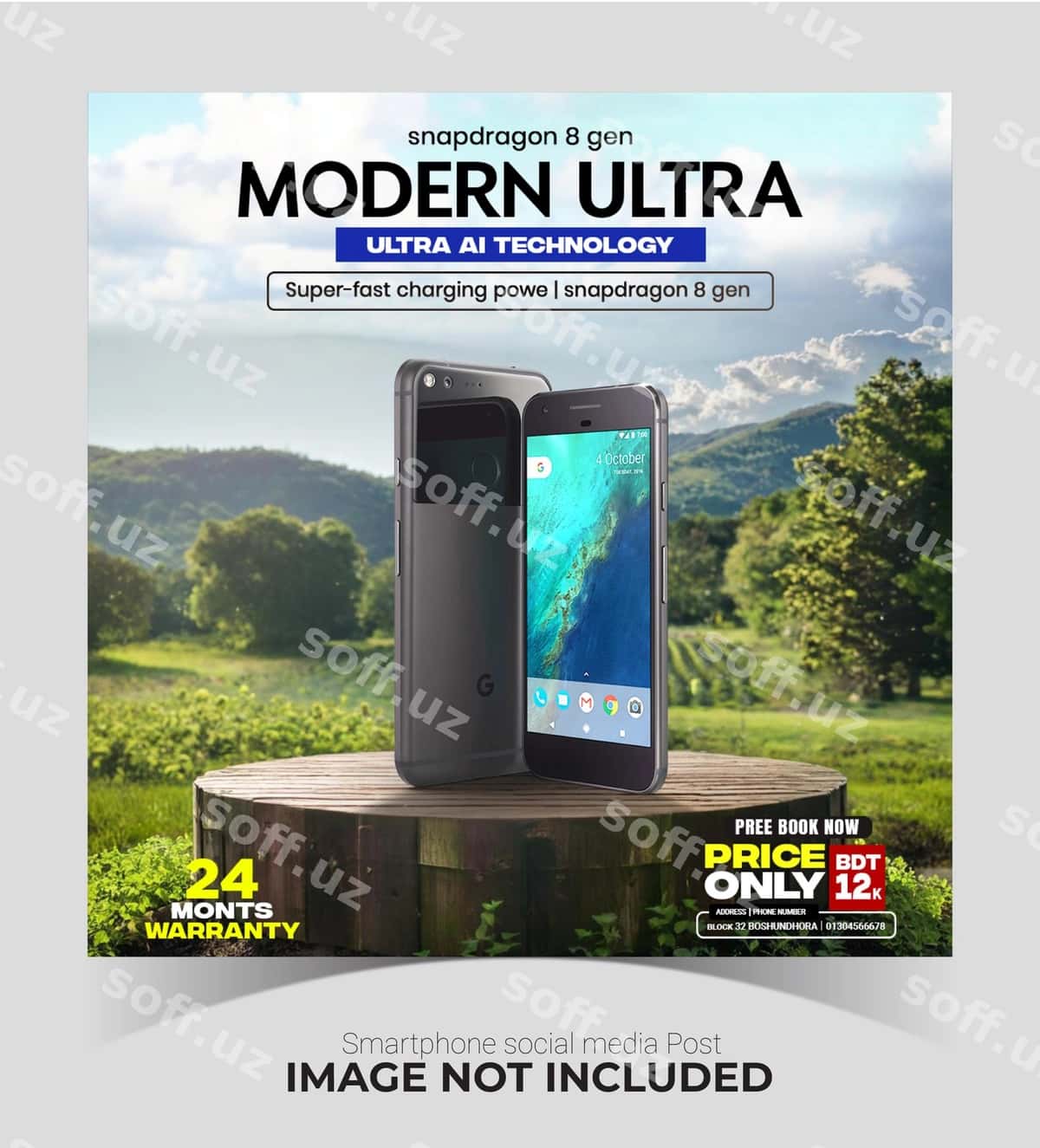 Smartfon sotuv reklamasi ijtimoiy tarmoqlar banneri | Smartphone selling ad social media banner 1