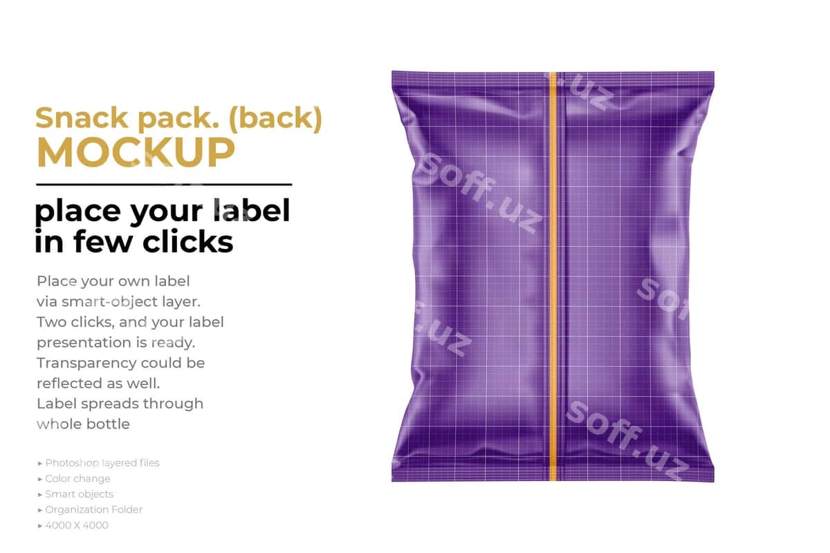 Snack paketi orqa mockup ajraltirilgan | Snack pack back mockup isolated 1