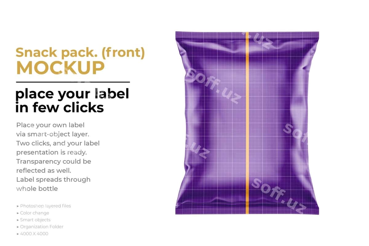 Snack paketi old namunasi ajraltirilgan | Snack pack front mockup isolated 1