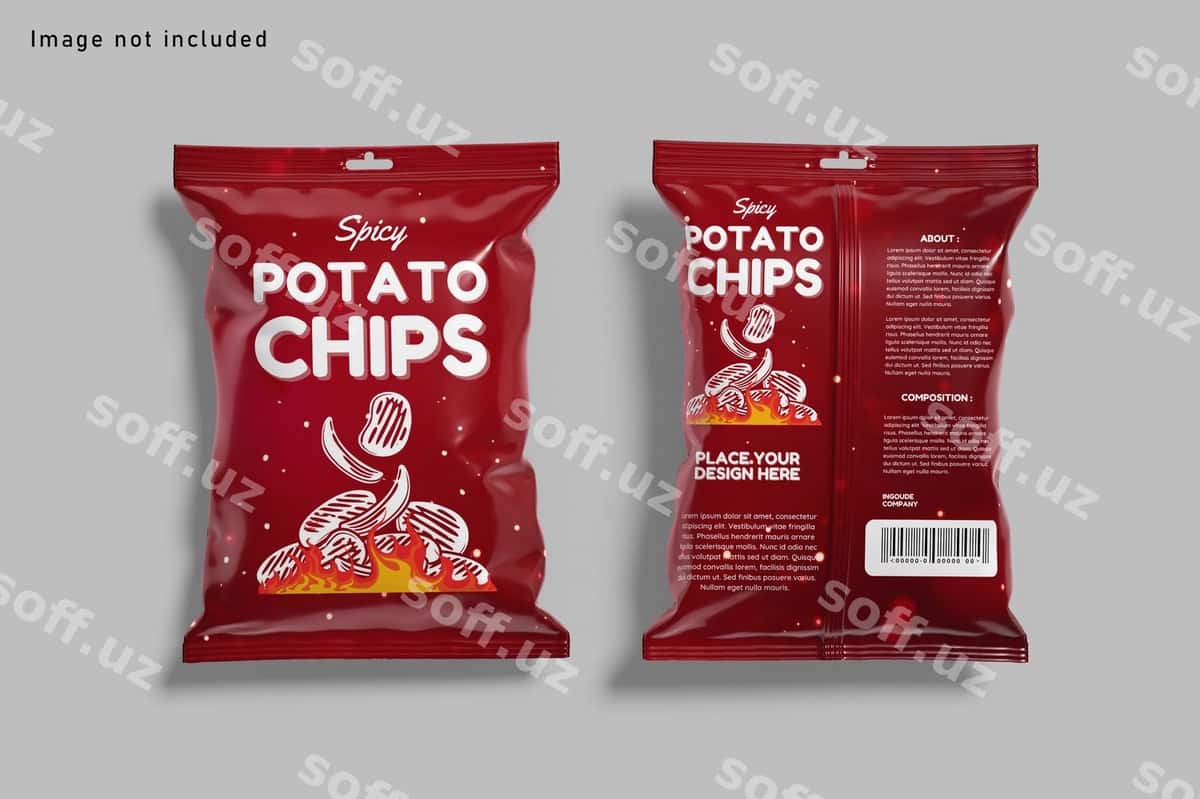 Sneks po'chcha plastik pochar namunasi | Snack pouch plastic bag mockup 1