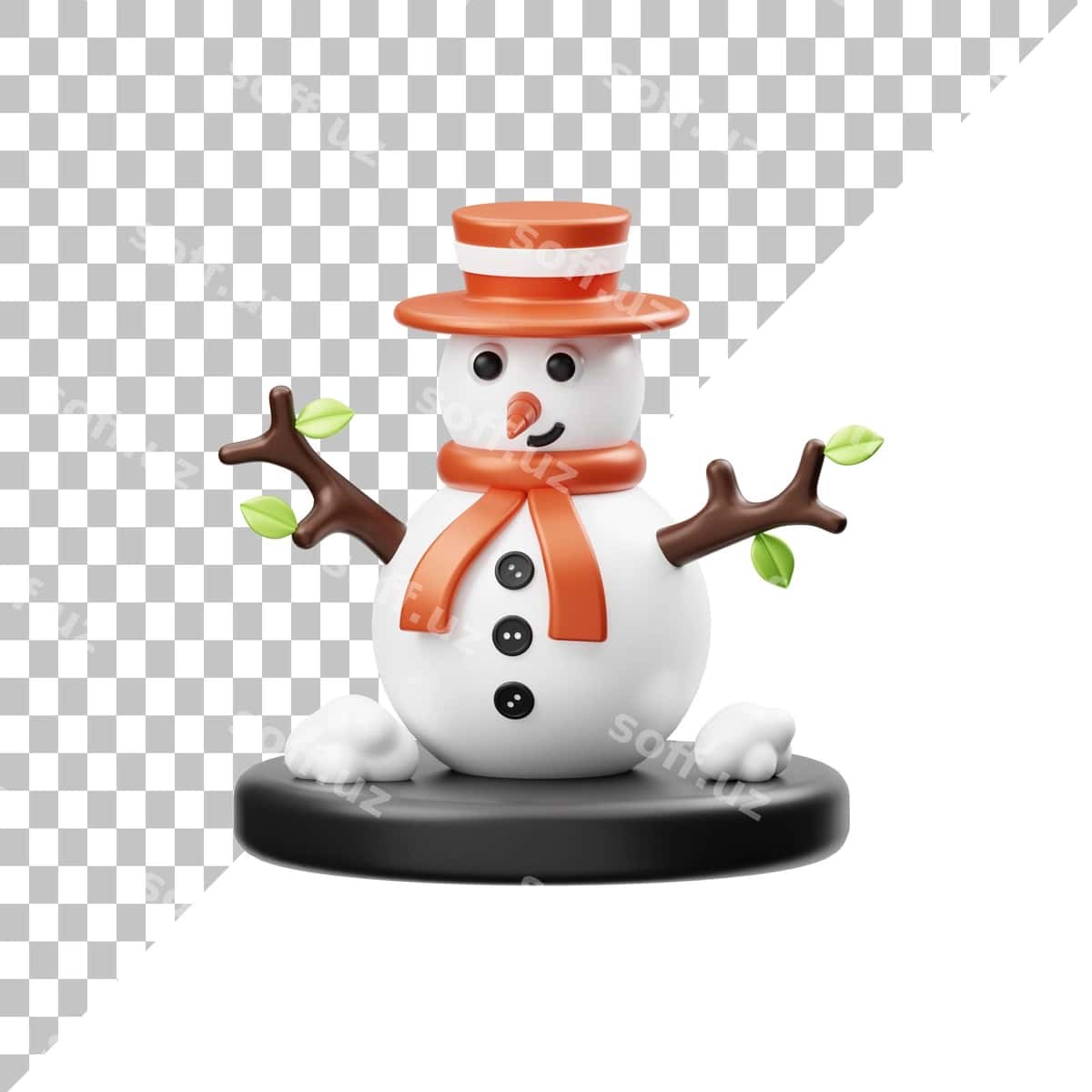Qorbobo 3D illustratsiyasi | Snowman 3d illustration 1