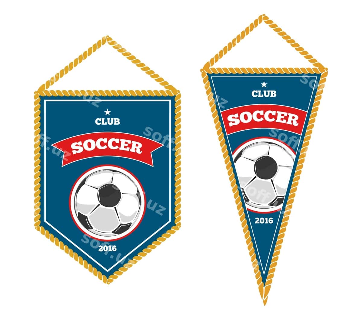 Futbol bayroqlari ajraltirilgan oq | Soccer pennants isolated white 1