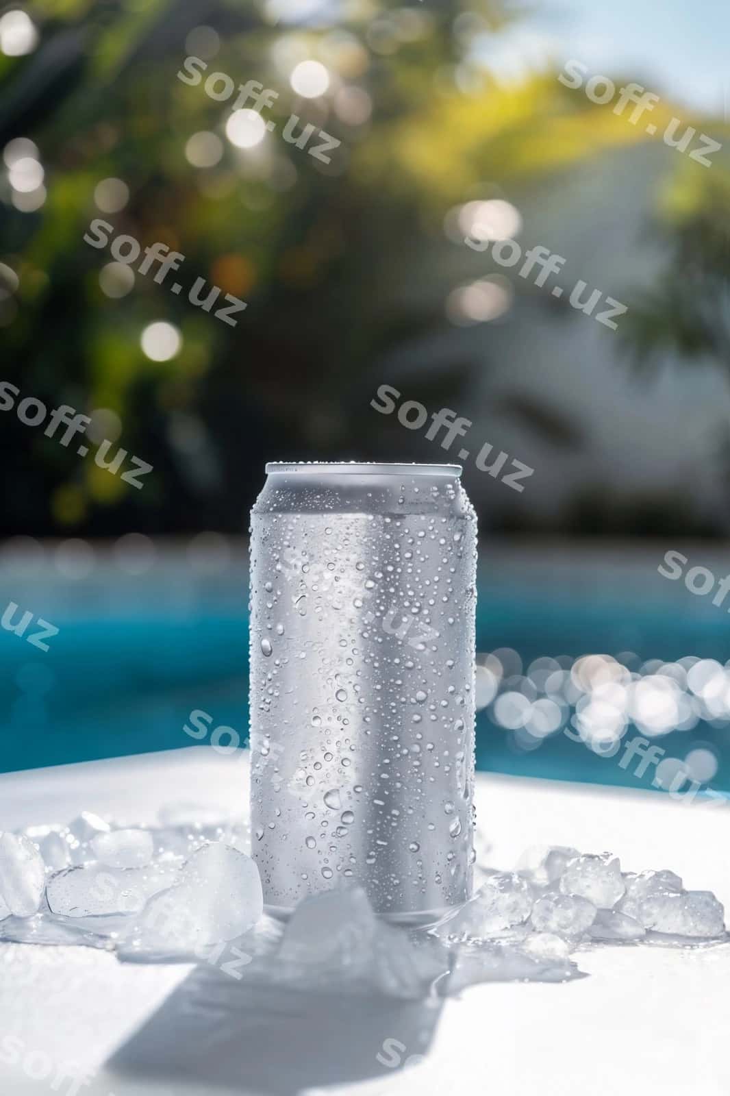 Soda qutusining soyuq suv mockup'i | Soda can ice mockup 1