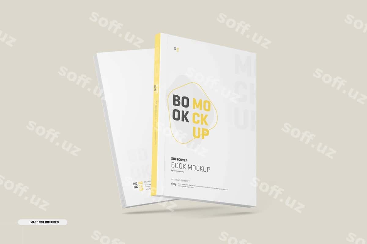 Yumshoq muqova kitob muqovasi namunasi | Softcover book cover mockup 1