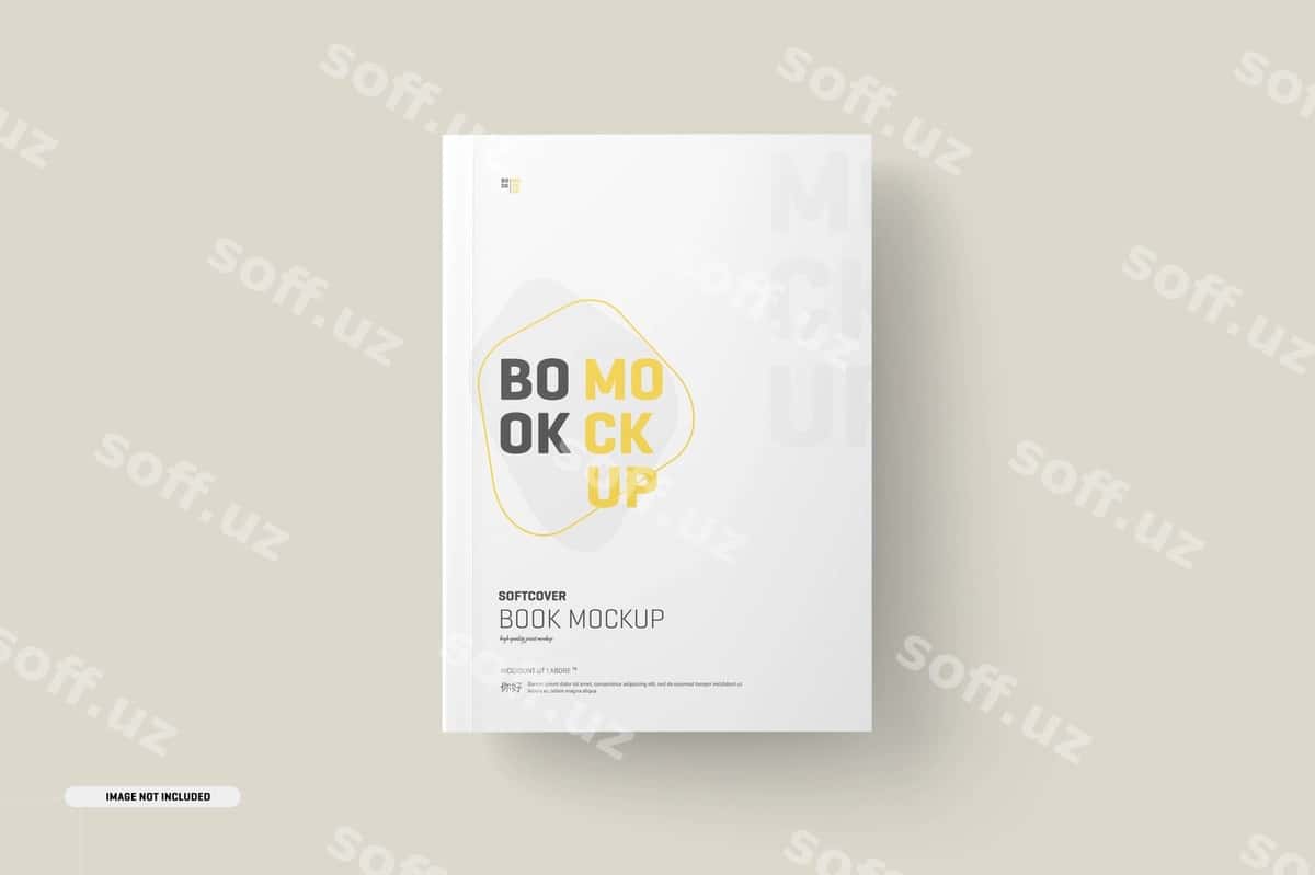 Yumshoq muqova kitob muqovasi namunasi | Softcover book cover mockup 1