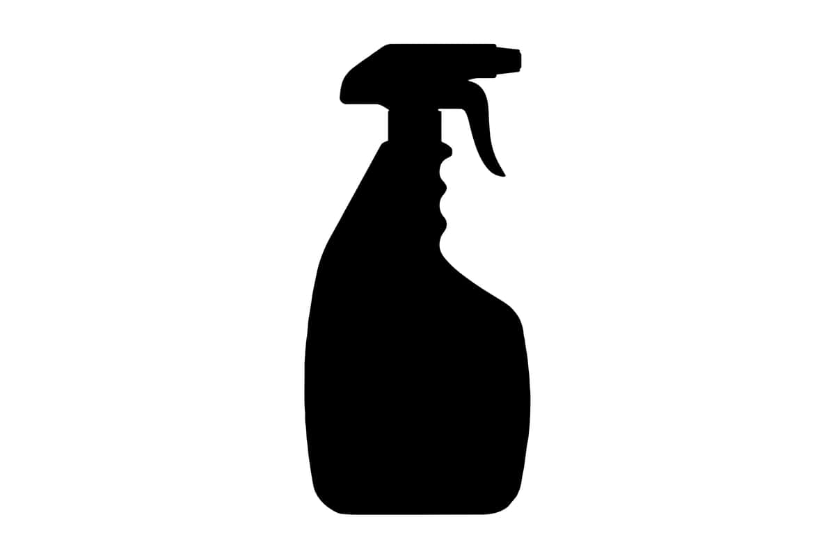 Sprey shishasi silueti vektori izolyatsiyalangan oq tozalovchi gigiena suyuqligi | Spray bottle silhouette vector isolated white cleaning hygiene liquid 1