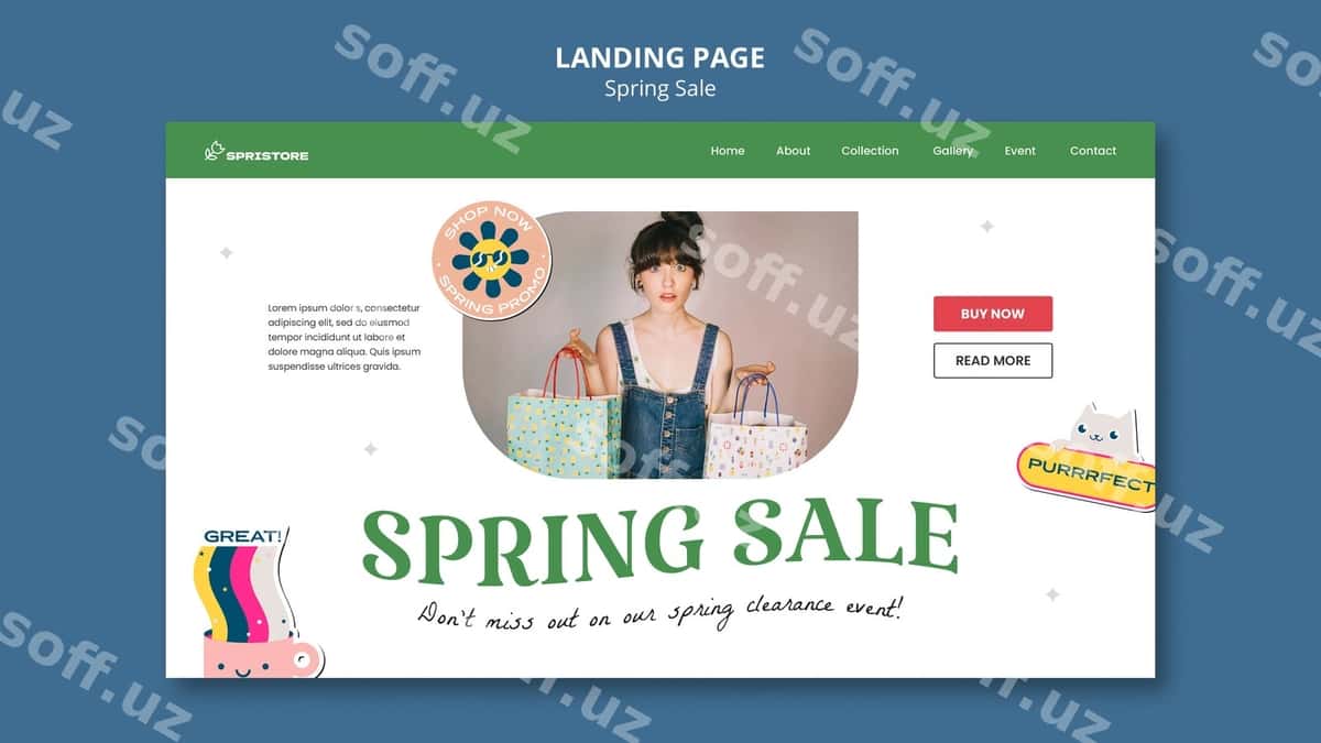 Bahor sotuvi uchun landin sahifa shabloni | Spring sale landing page template 1