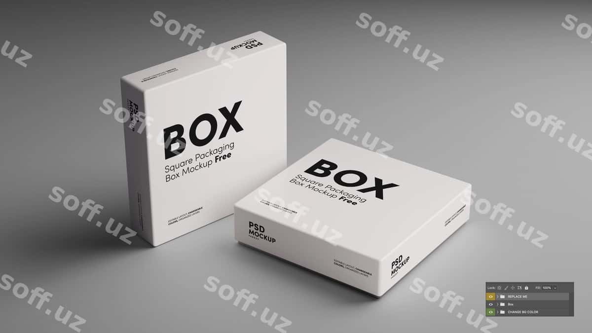Kvadrat 3D mockup qutisi | Square 3d mockup box 1