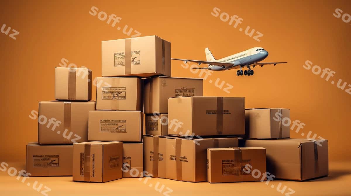 Joylash jigarrang quticha packeta samolyot | Stack brown box packaging airplane 1