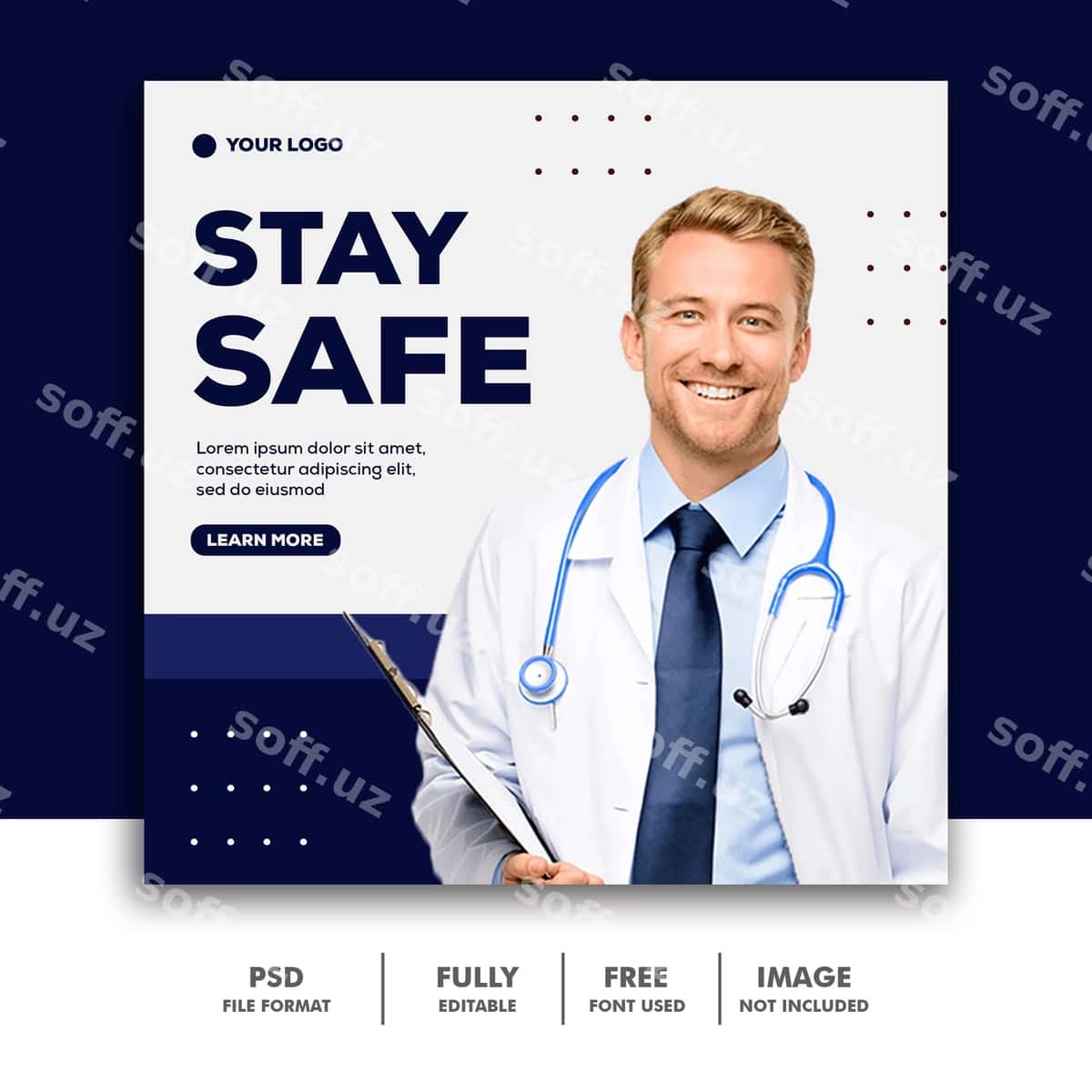 Xavfsiz bo'ling banner shabloni | Stay safe banner template 1