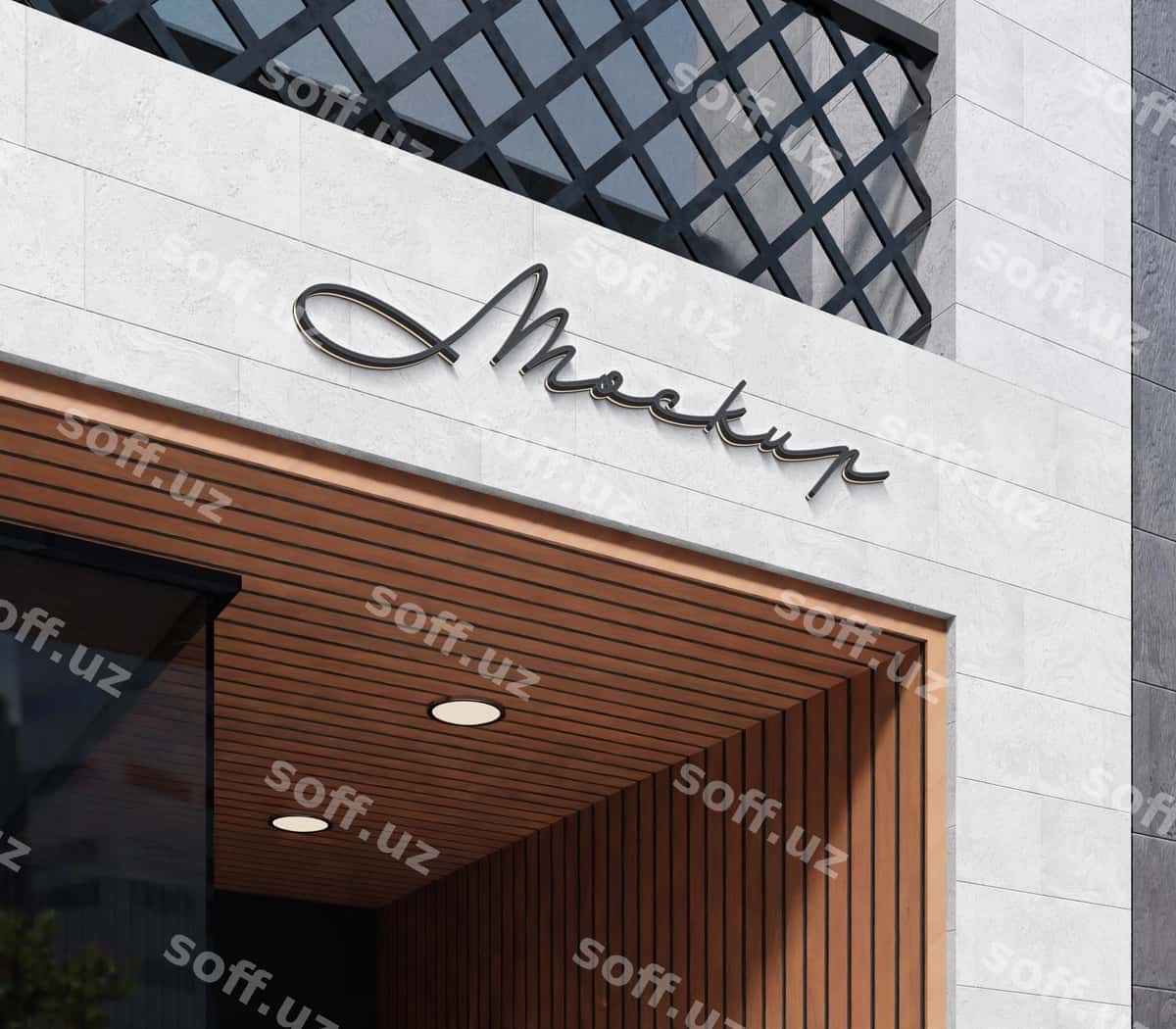 Doʻkon fasad logotipi mockup | Store facade logo mockup 1