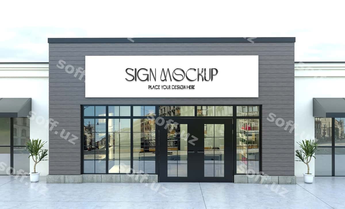 Do'kon belgisi uchun namuna dizayn | Store signboard mock up design 1