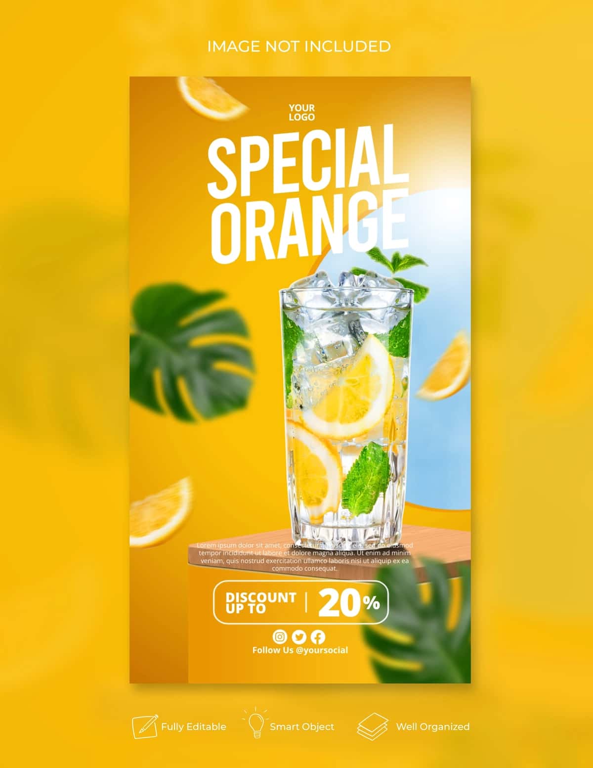 Sog'lom ichimlik menyusini targ'ib qilish ijtimoiy media instagram hikoya banneri | Healthy drink menu promotion social media instagram story banner 1