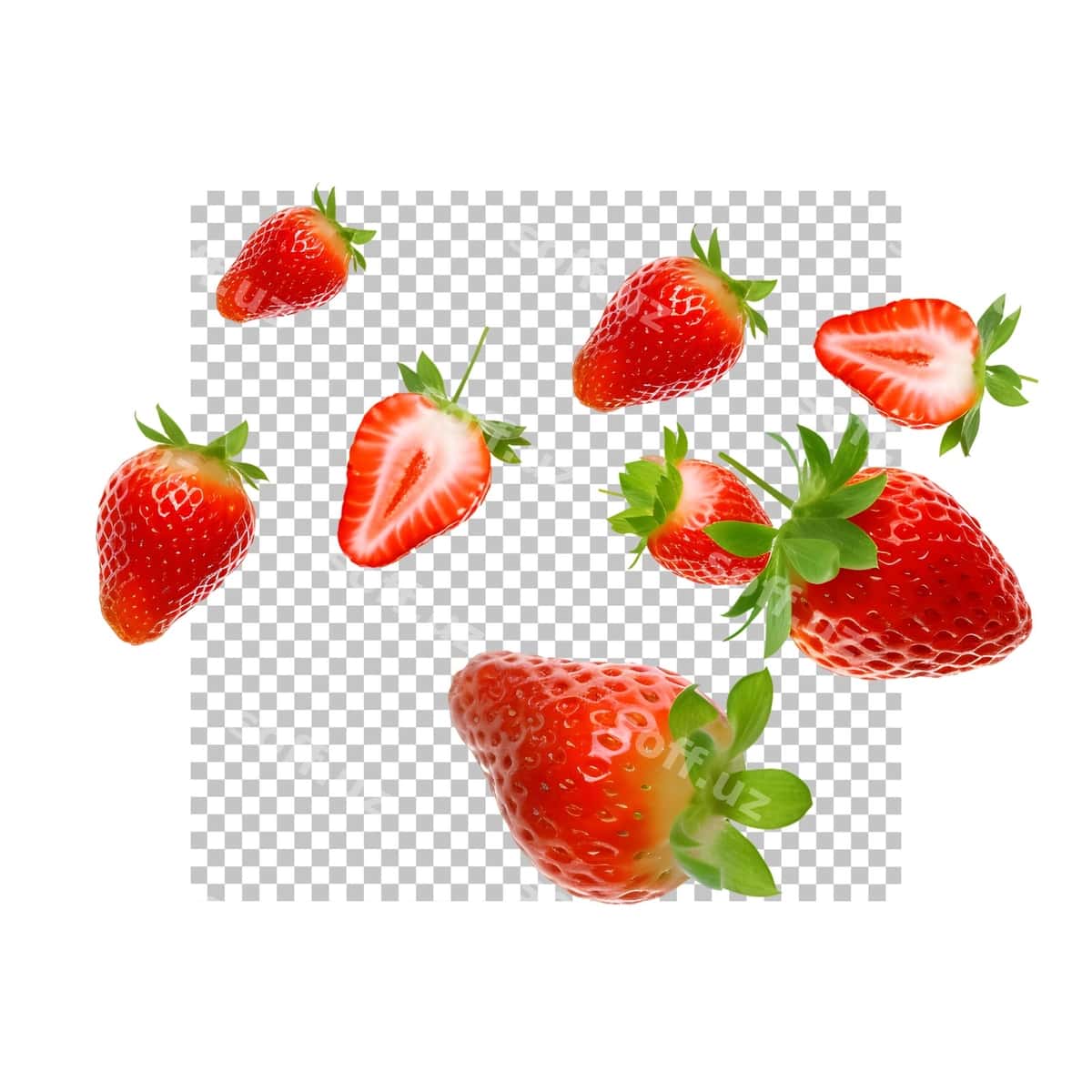 Bodomlar ajraltirilgan psd | Strawberries isolated psd 1