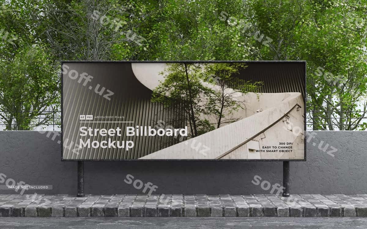 Ko'cha billboardi namunasi yashil mavzular | Street billboard mockup green themes 1