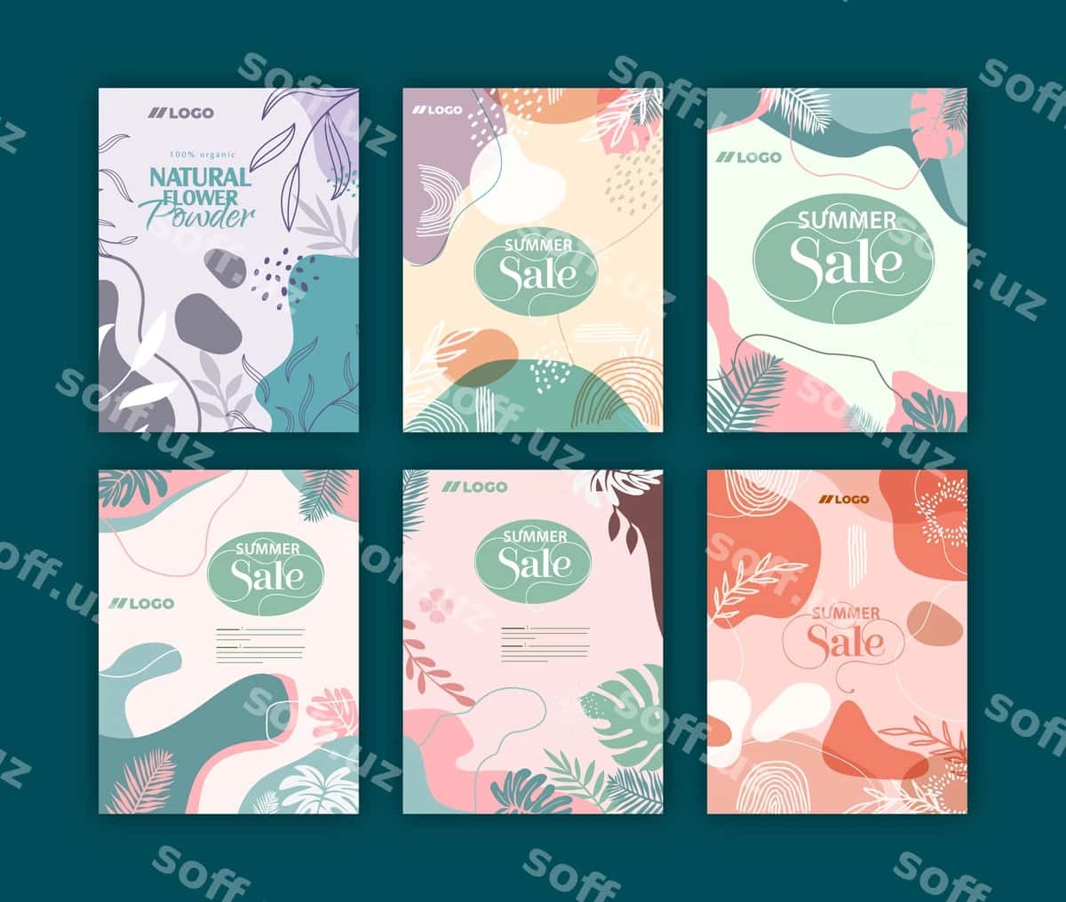 Yoz aktsiyasi gulli flyer shablonlari | Summer sale floral flyer templates 1