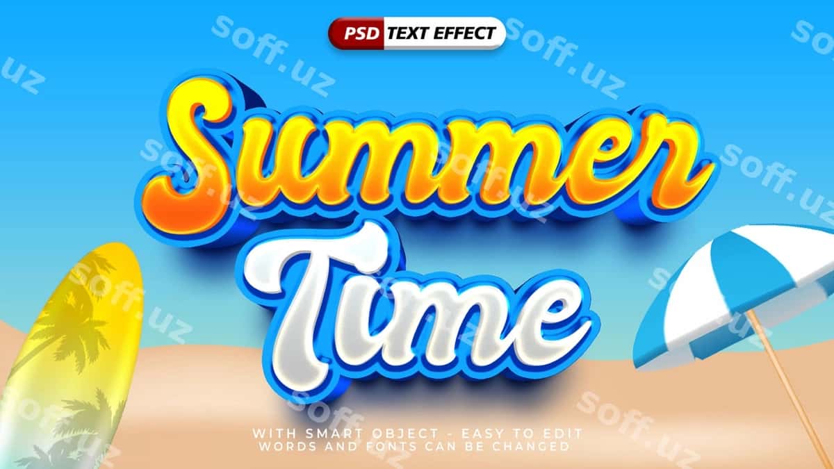 Yoz vaqti matn uslubi effekti | Summer time text style effect 1