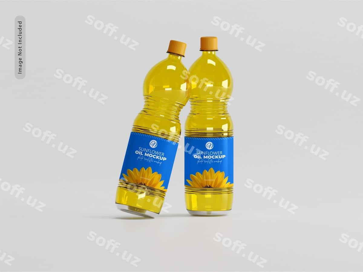 Qizil mavzo yog'i shisha namunasi | Sunflower oil bottle mockup 1