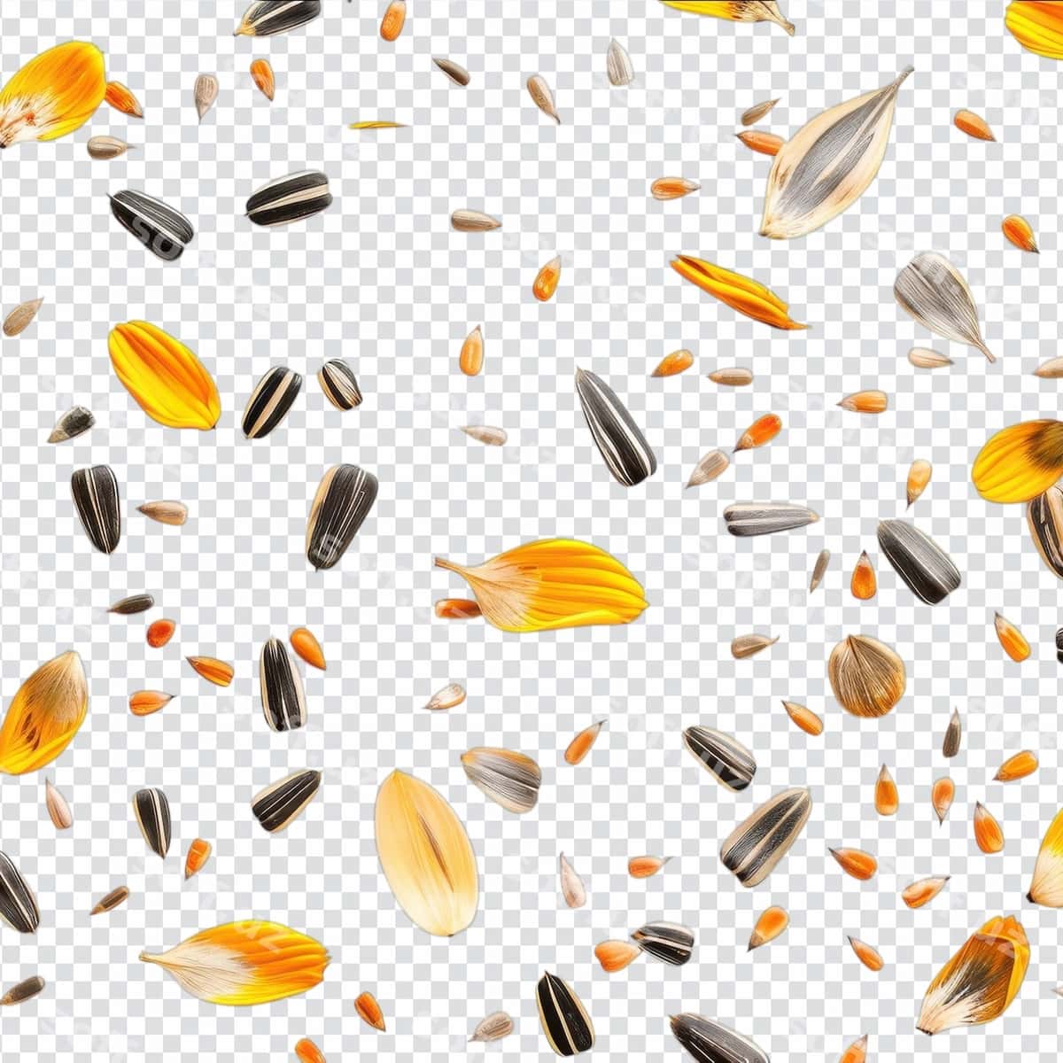 Qizartirmoqli urug'lari san'atlik tarzda tarqatilgan | Sunflower seeds scattered artfully 1