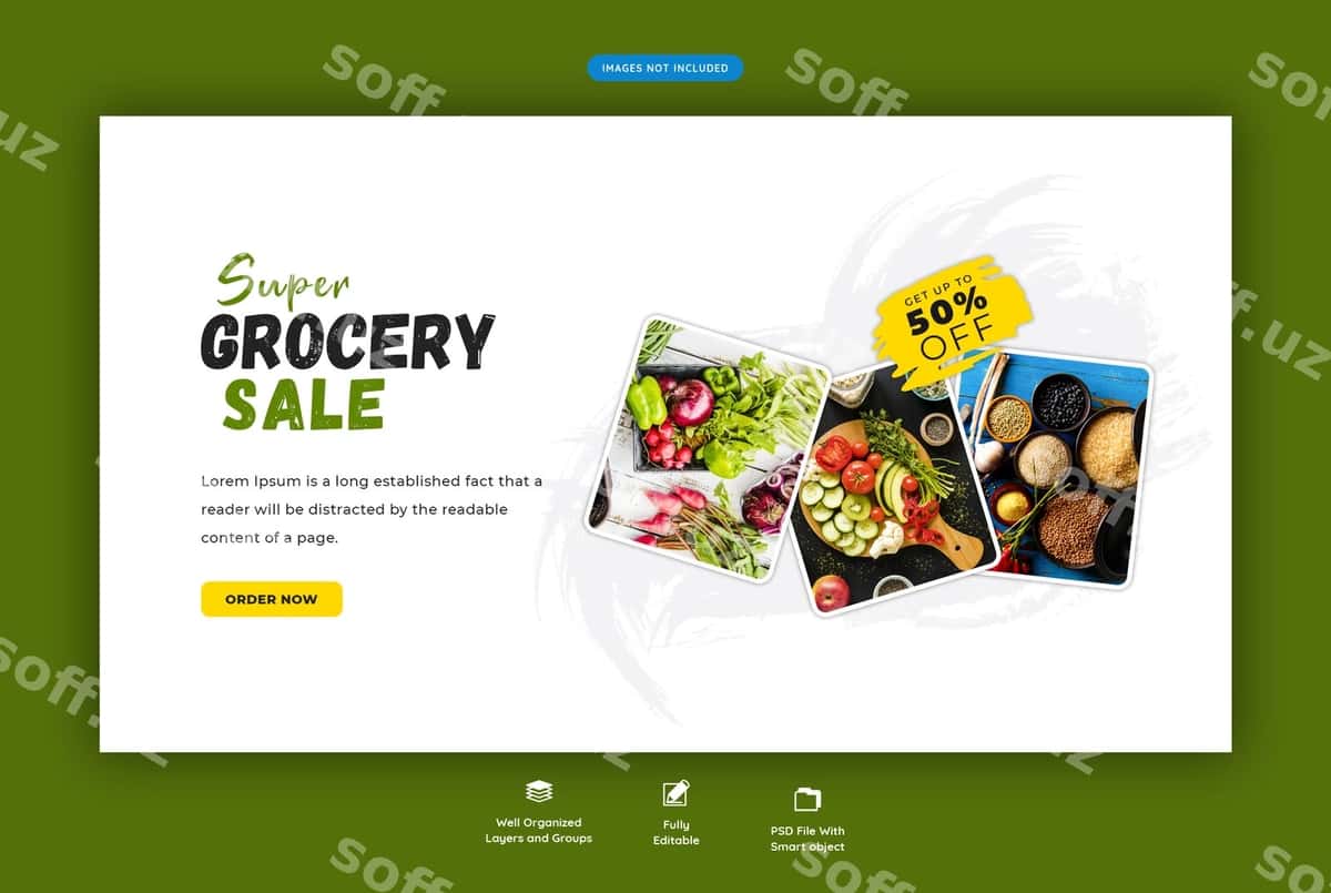 Super oziq-ovqat sotuvi veb baneri | Super grocery sale web banner 1