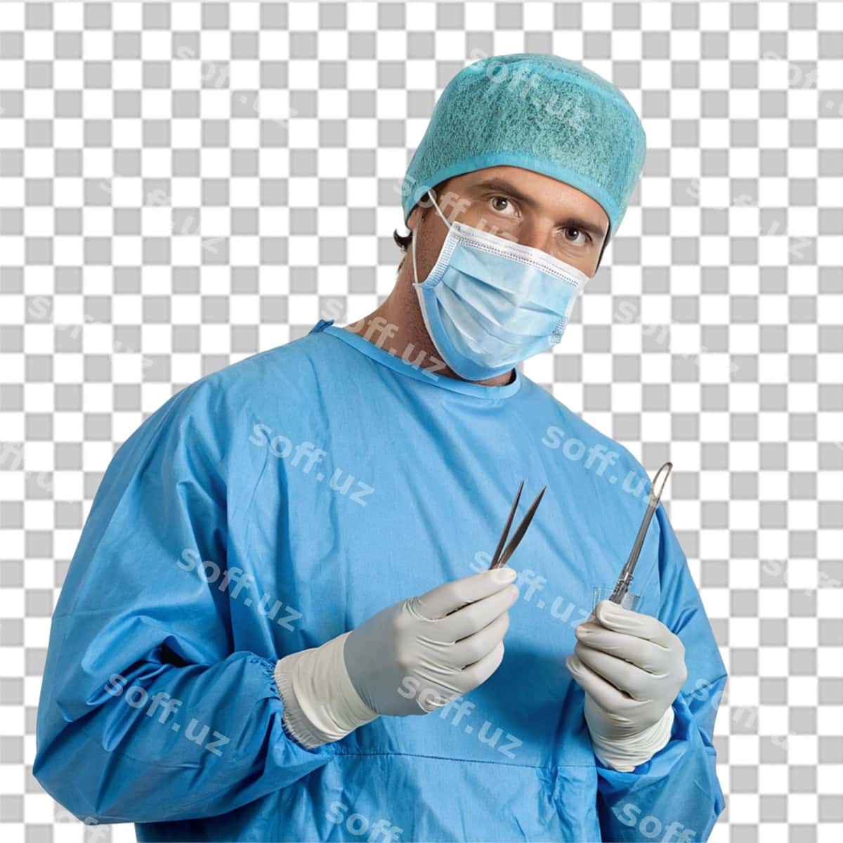 Jarohat tuzuvchi ajralangan shaffof fond | Surgeon isolated transparent background 1