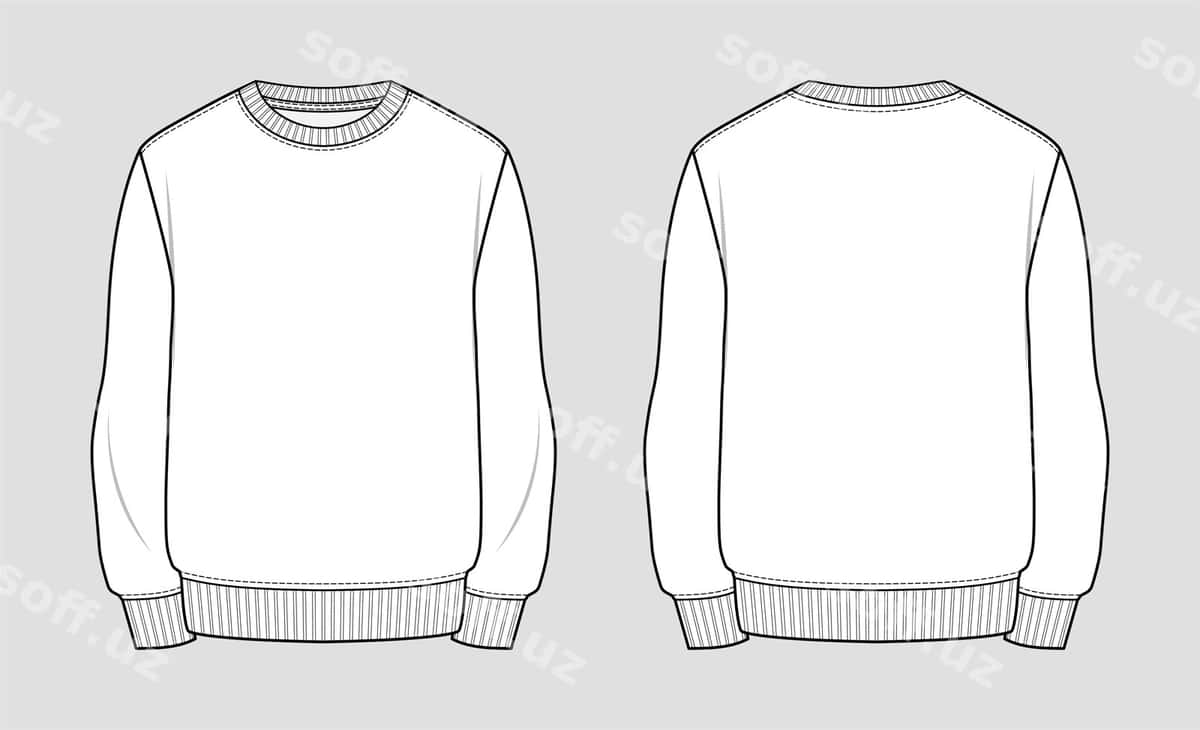 Switşirt texnik chizgich kiyimlari | Sweatshirt technical sketch clothes 1