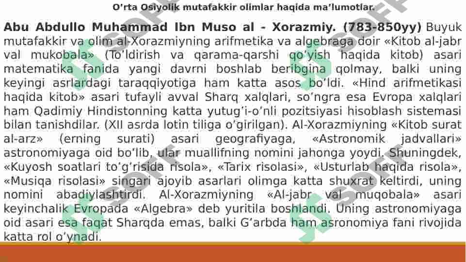 O’RTA OSIYOLIK ALLoMALARNING JAXON SVILIZATSIYASIGA QO’SHGAN HISSASI 4