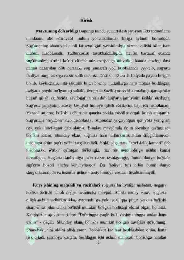Tavakkalchilikni pasaytirishda sug'urtaning ahamiyati 2