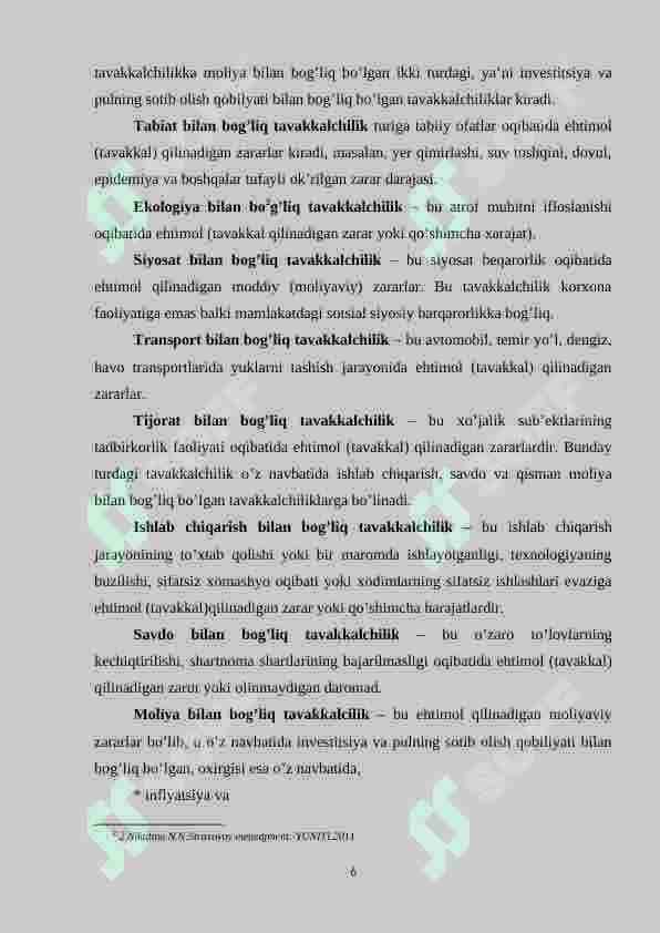 Tavakkalchilikni pasaytirishda sug'urtaning ahamiyati 6