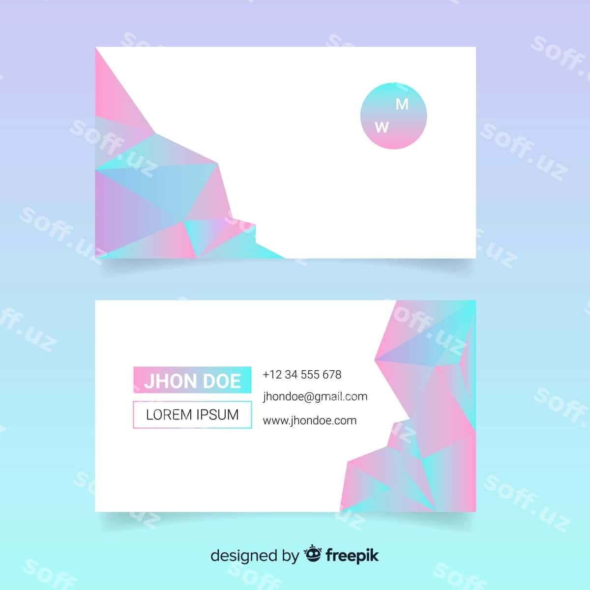 Shablon abstrakt ko'pburchak biznes vizitka | Template abstract polygonal business card 1