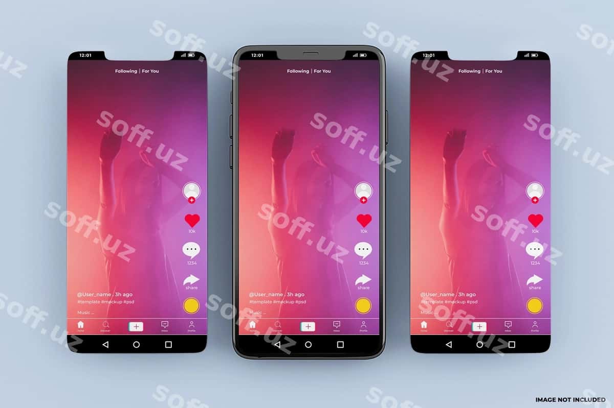 Tiktok mobil interfeys namuna shablon | Tiktok mobile interface mockup template 1