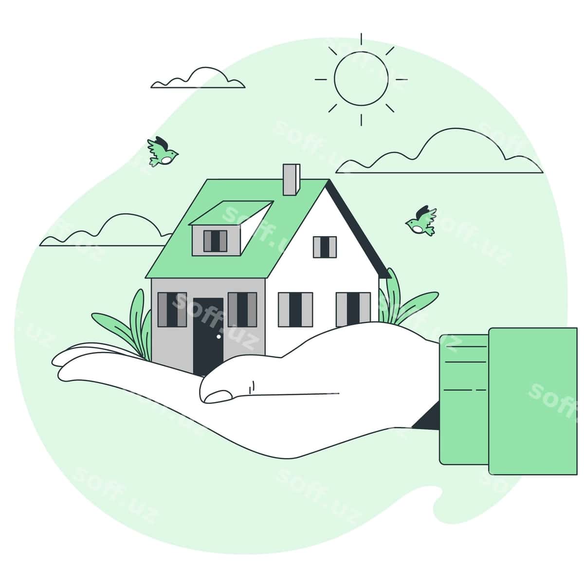 Kichkina uy tushunchasi tasviri | Tiny house concept illustration 1