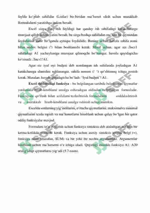 Iqtisodiy masalalarni yechishda jadval muxarrirlaridan foydalanish 7