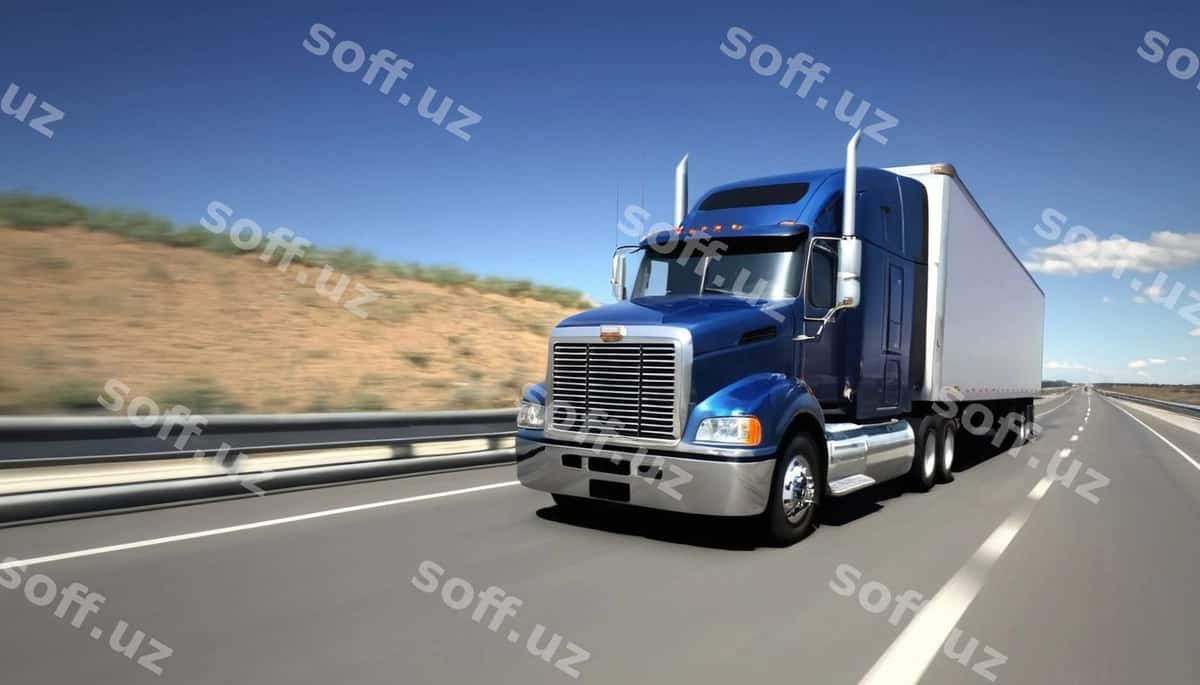 Yuk mashinasi magistral yo'lga tezlik bilan ketmoqda. | Truck road truck speeding away highway 1