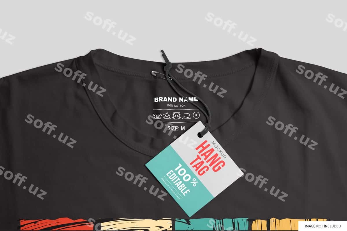 Futbolka asabli belgi namunasi | Tshirt hang tag mockup 1