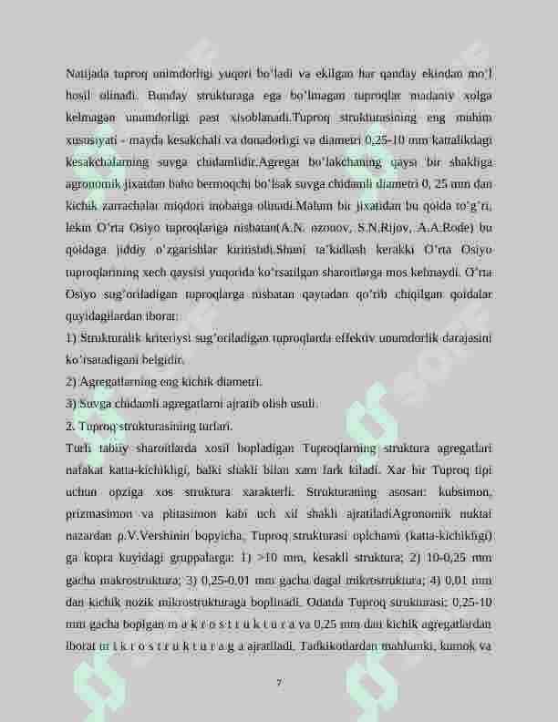 Tuproq strukturasi turlarini o‘rganish 7