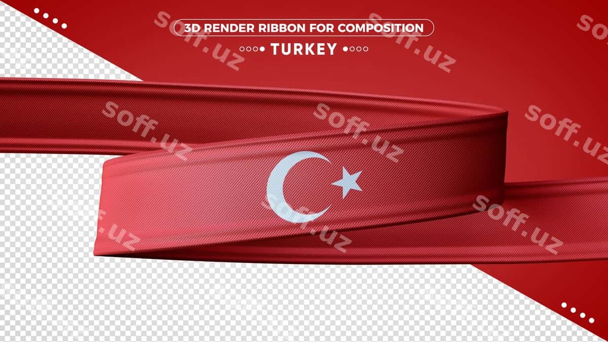 Turkiya 3D render lenta kompositsiyasi | Turkey 3d render ribbon composition 1