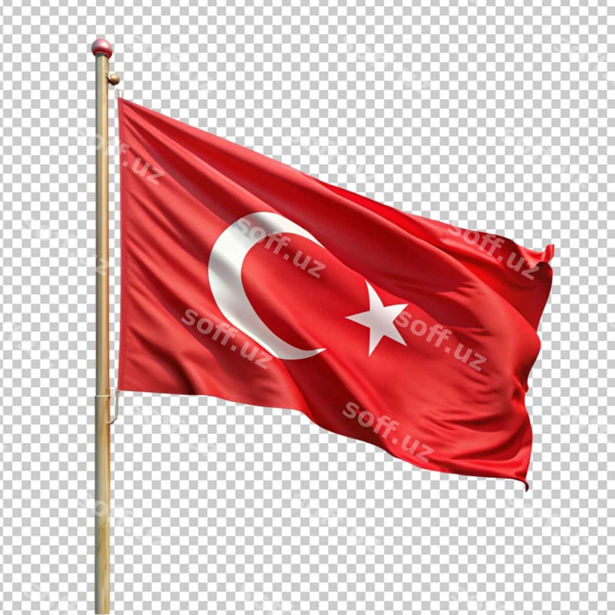 Turkcha bayroq maykali | Turkish flag with pole 1