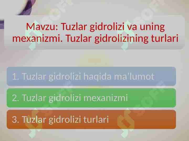 Tuzlar gidrolizi va uning mexanizmi.