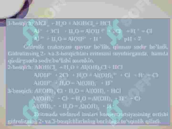 Tuzlar gidrolizi va uning mexanizmi. 4