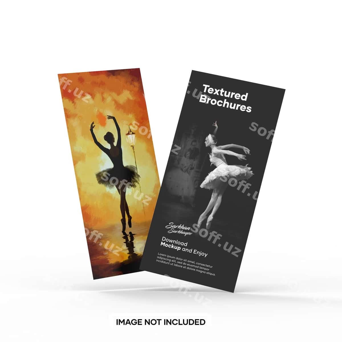 Ikki teksturali broshyurlar namunasi | Two textured brochures mockup 1