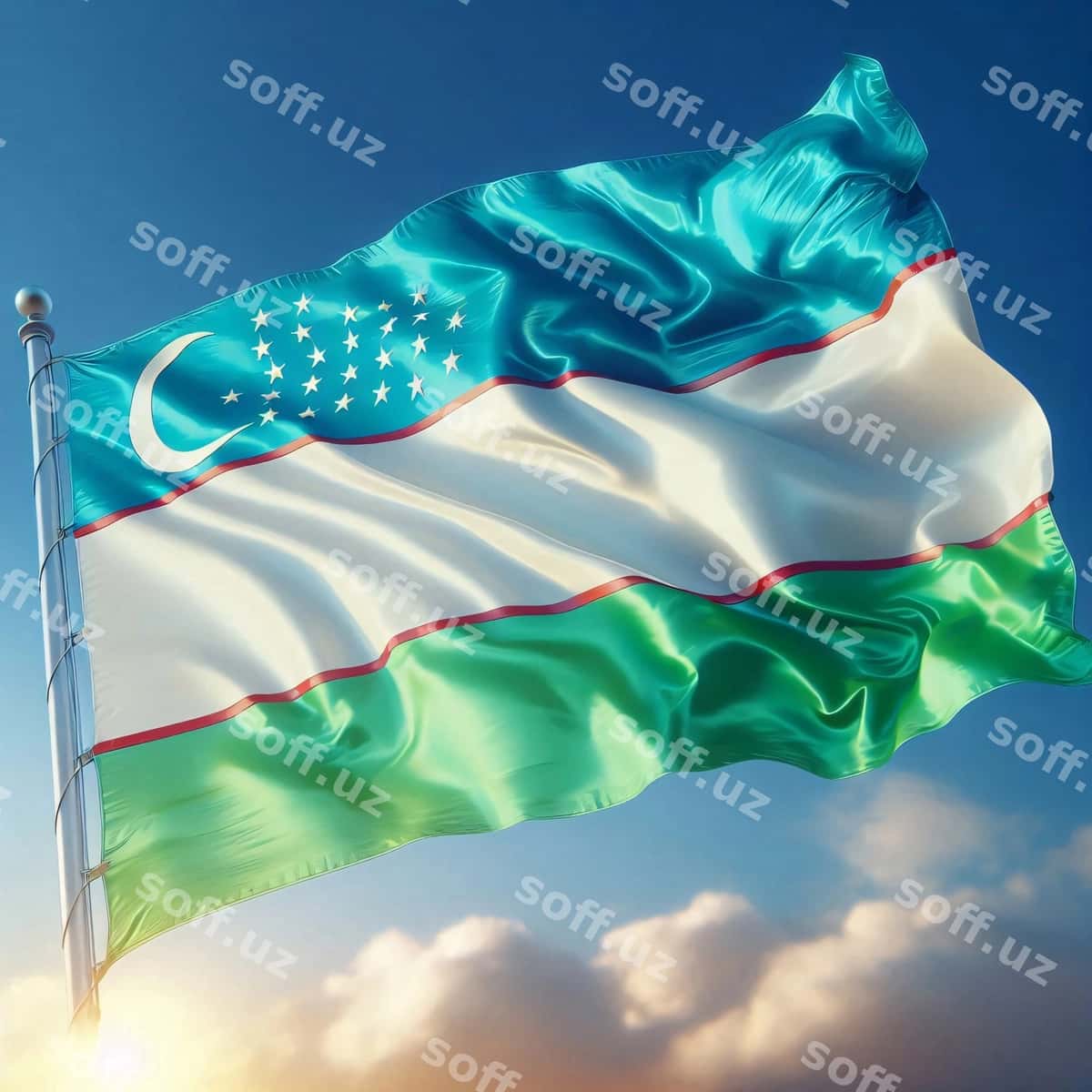 O'zbekiston bayroqi chiroyli ko'tarilmoqda | Uzbekistan flag beautiful waving 1
