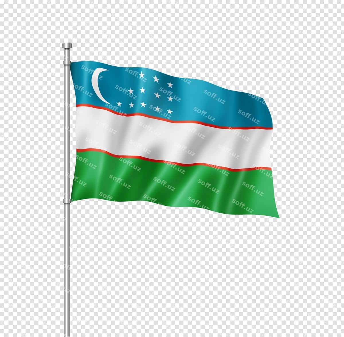 O'zbekiston bayrog'i oq rangda | Uzbekistan flag isolated white 1