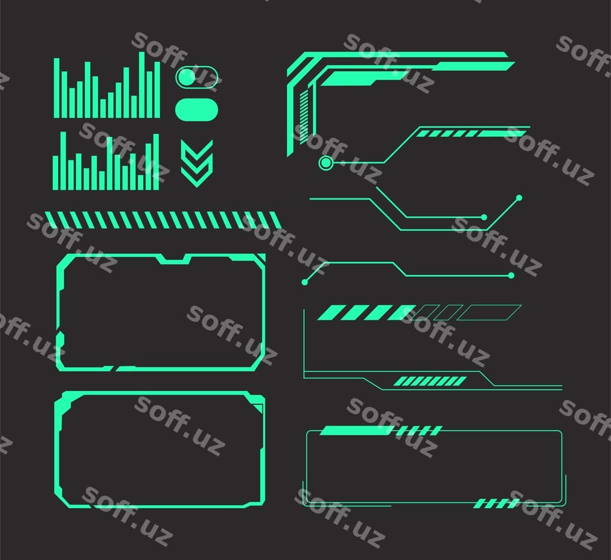 Vektor sayberpunk kelajakchi elementlar | Vector cyberpunk futuristic elements 1