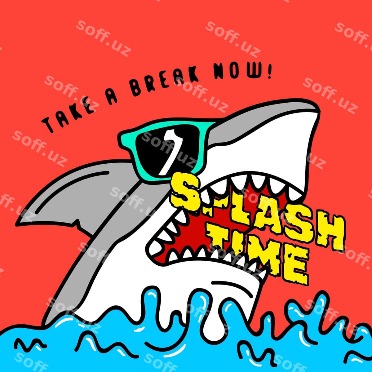 Vektor akula ko'z qo'llantili | Vector shark with glasses 1