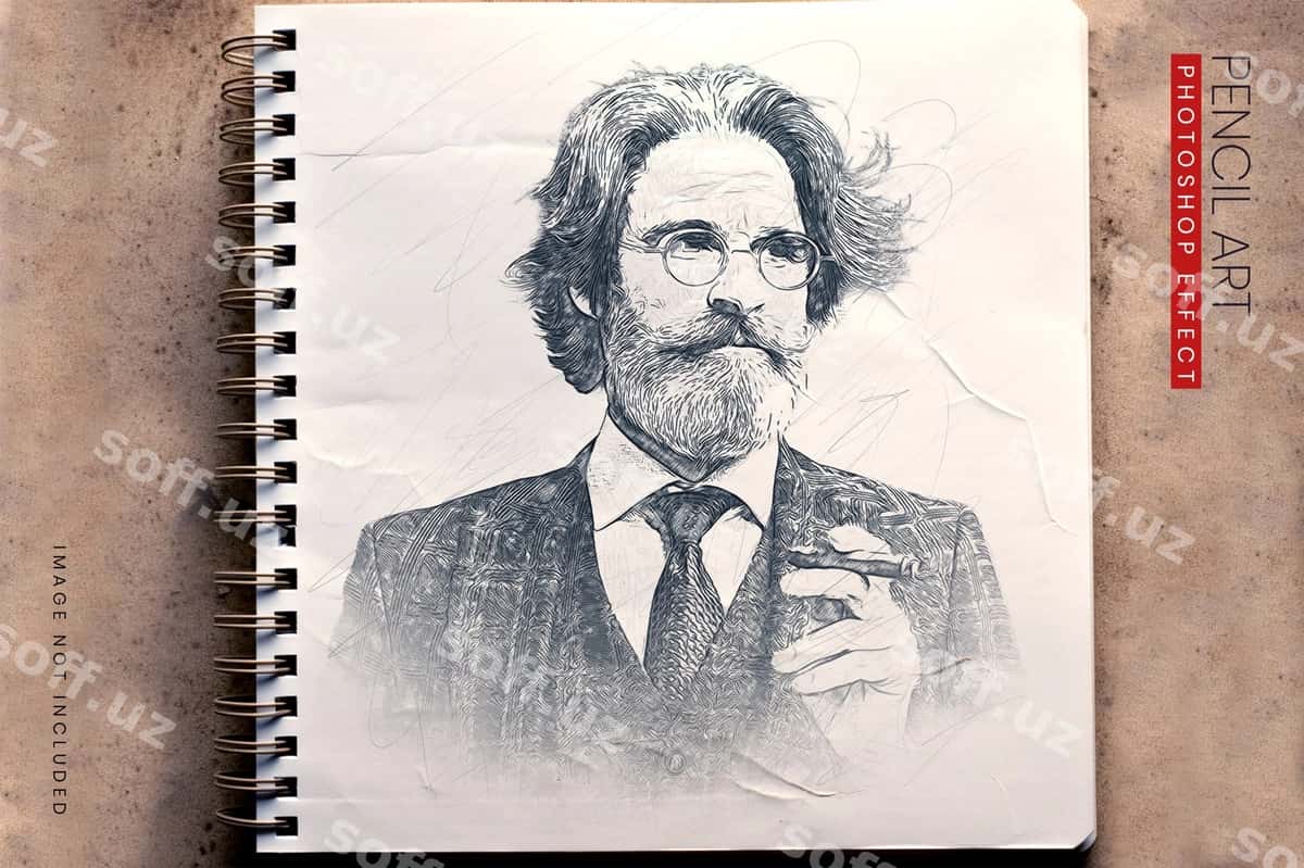 Vintaj qalam chizmasi foto effekti | Vintage pencil sketch photo effect 1