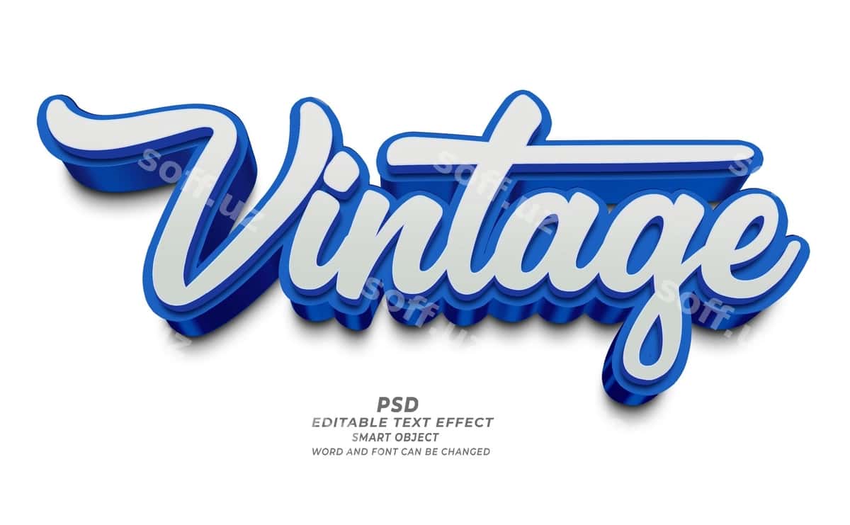Vintage psd 3d tahrirlanga olinadigan tekst effekti | Vintage psd 3d editable text effect 1