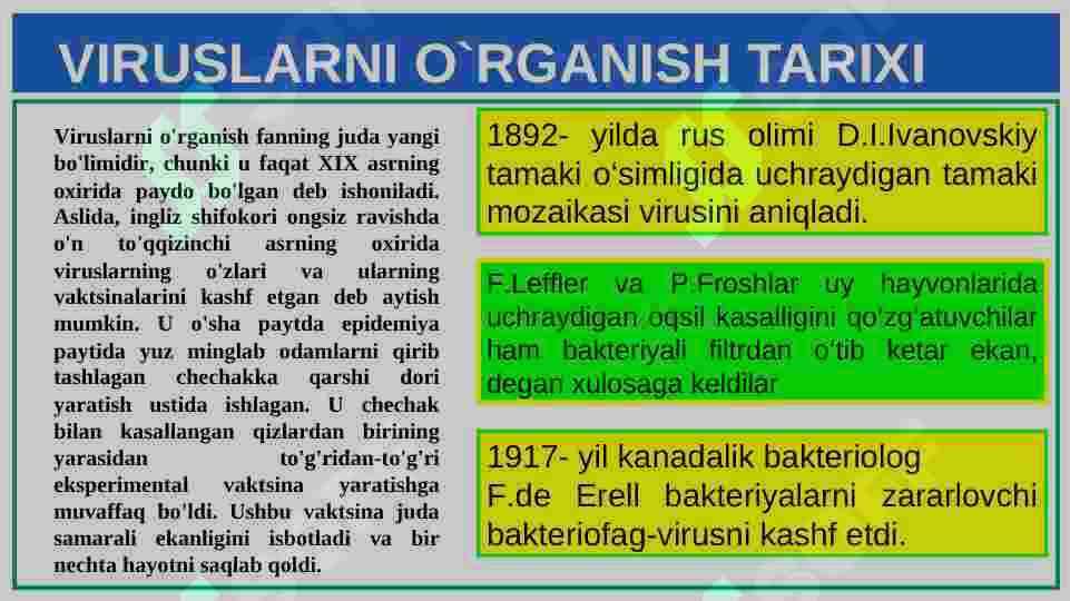 Viruslarning kelib chiqishi va ahamiyati 2