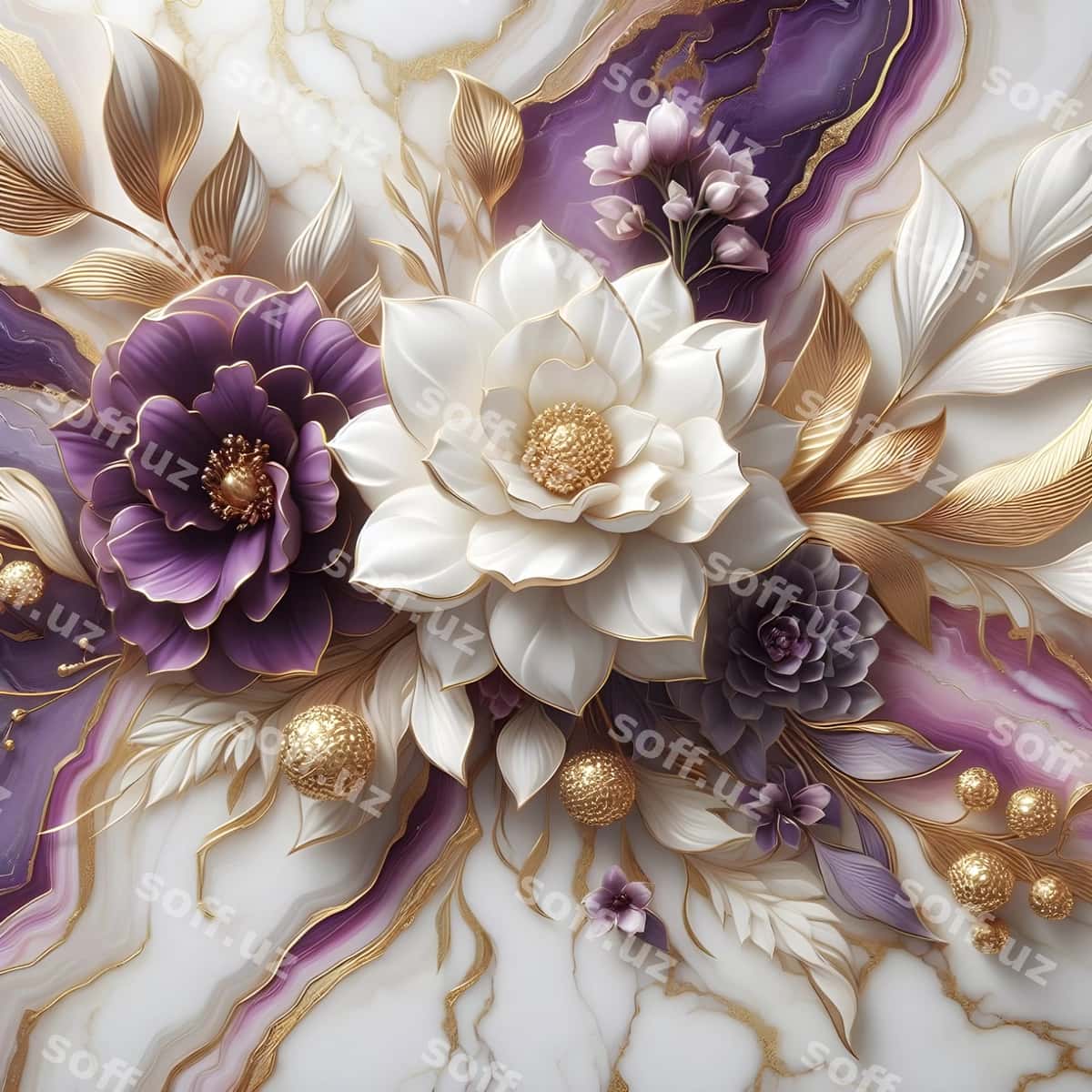 Devor panosi gul dizaynlari AI generatori | Wallpaper design flowers ai generator 1